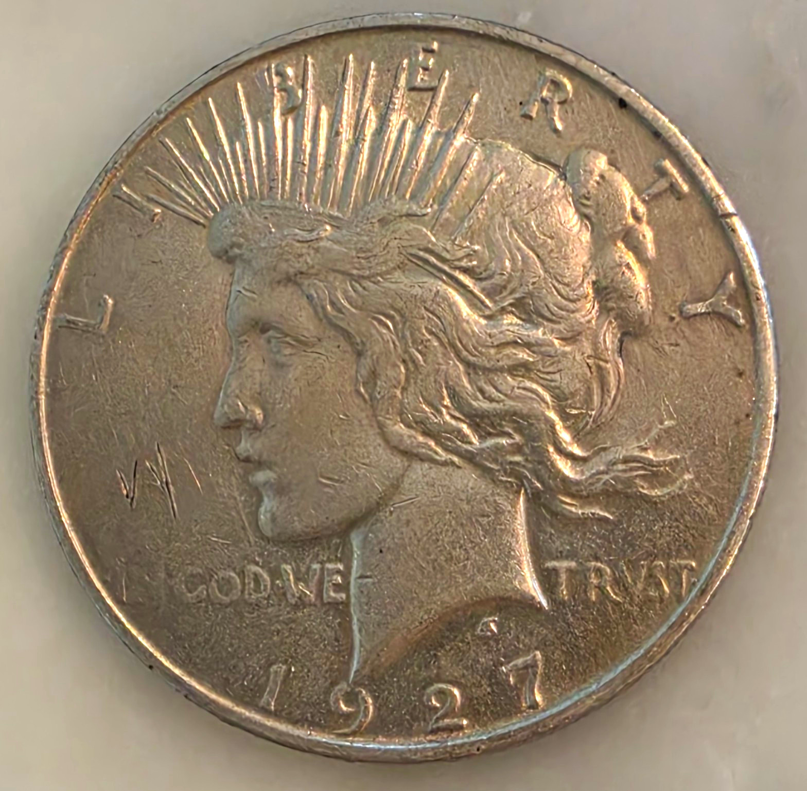 1927-D Peace Silver $1 Dollar Coin, Semi-Key Date, Fine To Very Fine