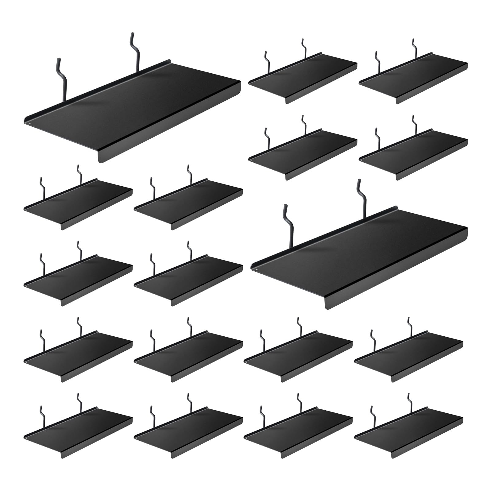 20-Pack Metal Pegboard Shelves, 10x4.3 Inch Black Display Storage Solutions