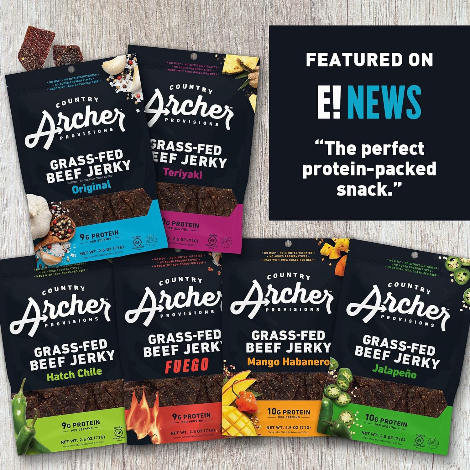 Country Archer Grass-Fed Beef Jerky - Snack Pack, Jerky...