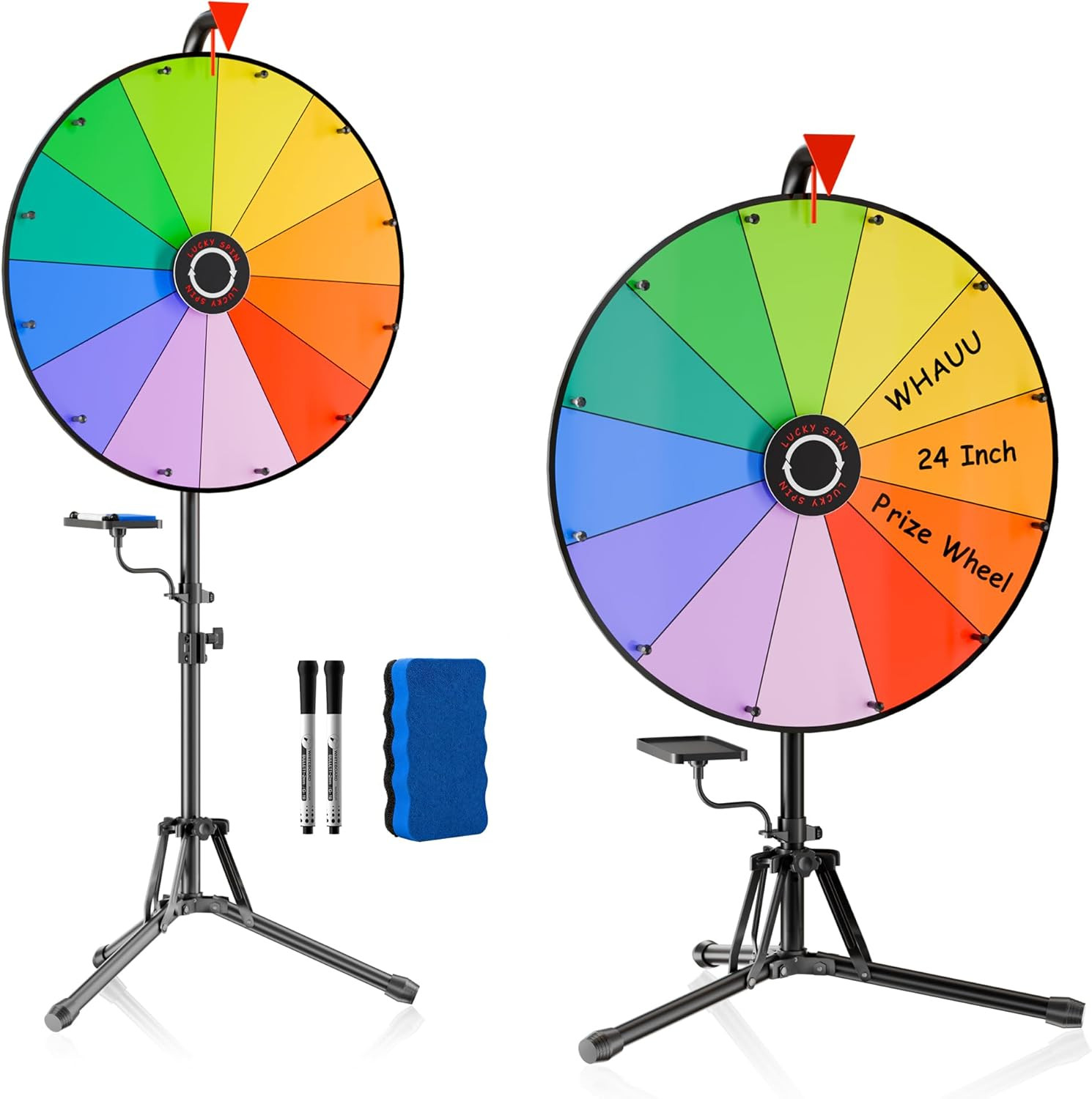 24" Prize Wheel with Tripod Stand - Colorful Dry Erase Spinner for Events