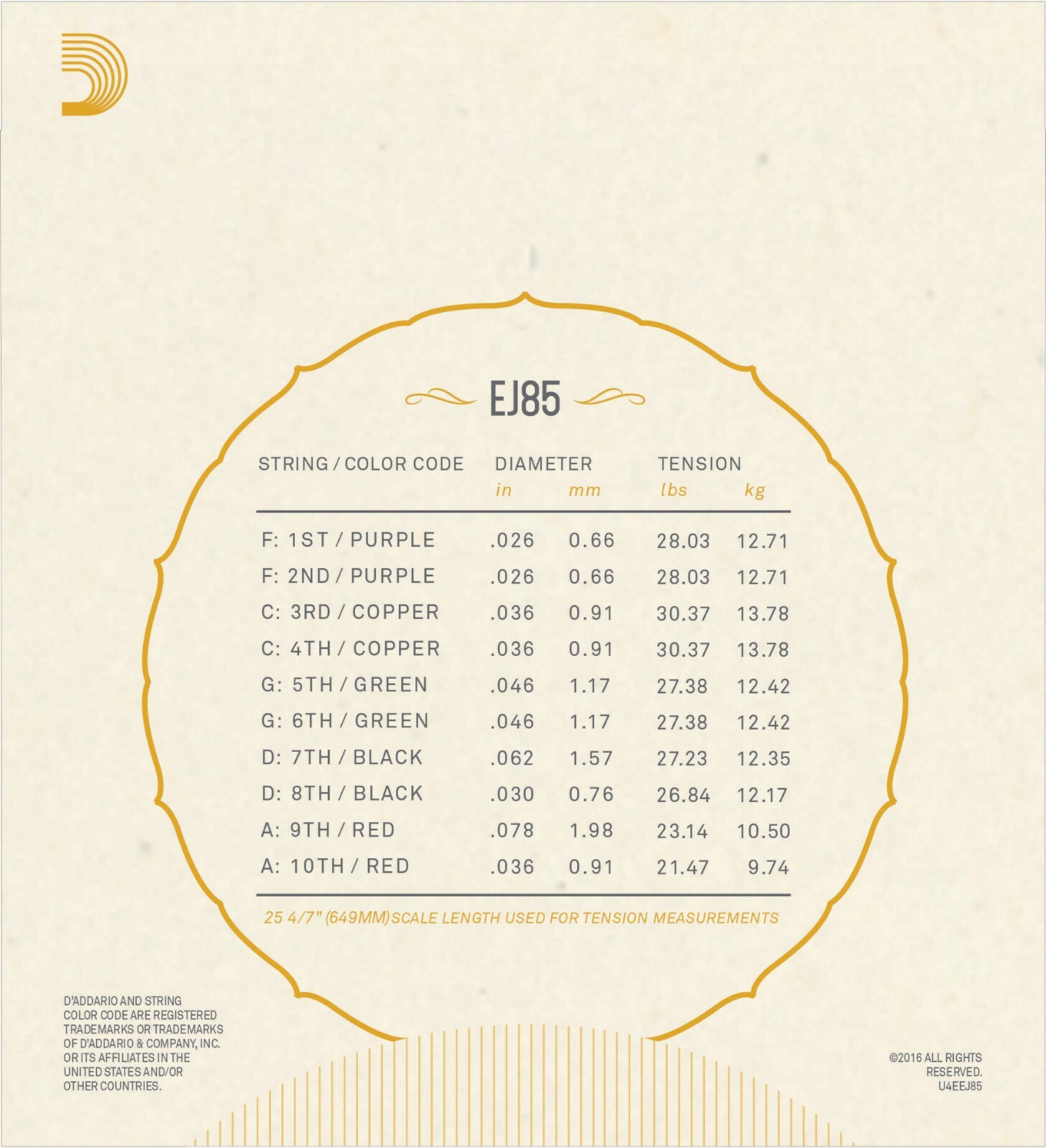 D'Addario Bajo Quinto Strings EJ85 10 String Phosphor Bronze