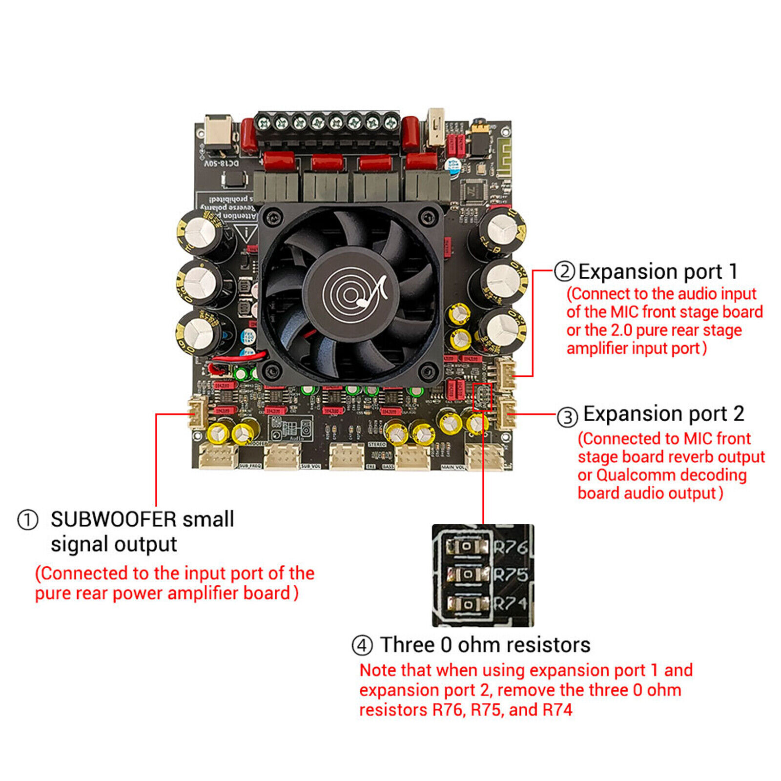 ZK-AS21P 2.1 Bluetooth HiFi Audio Power Amplifier Module High Performance AmpsB
