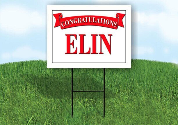 ELIN CONGRATULATIONS RED BANNER 18in x 24in Yard sign with Stand
