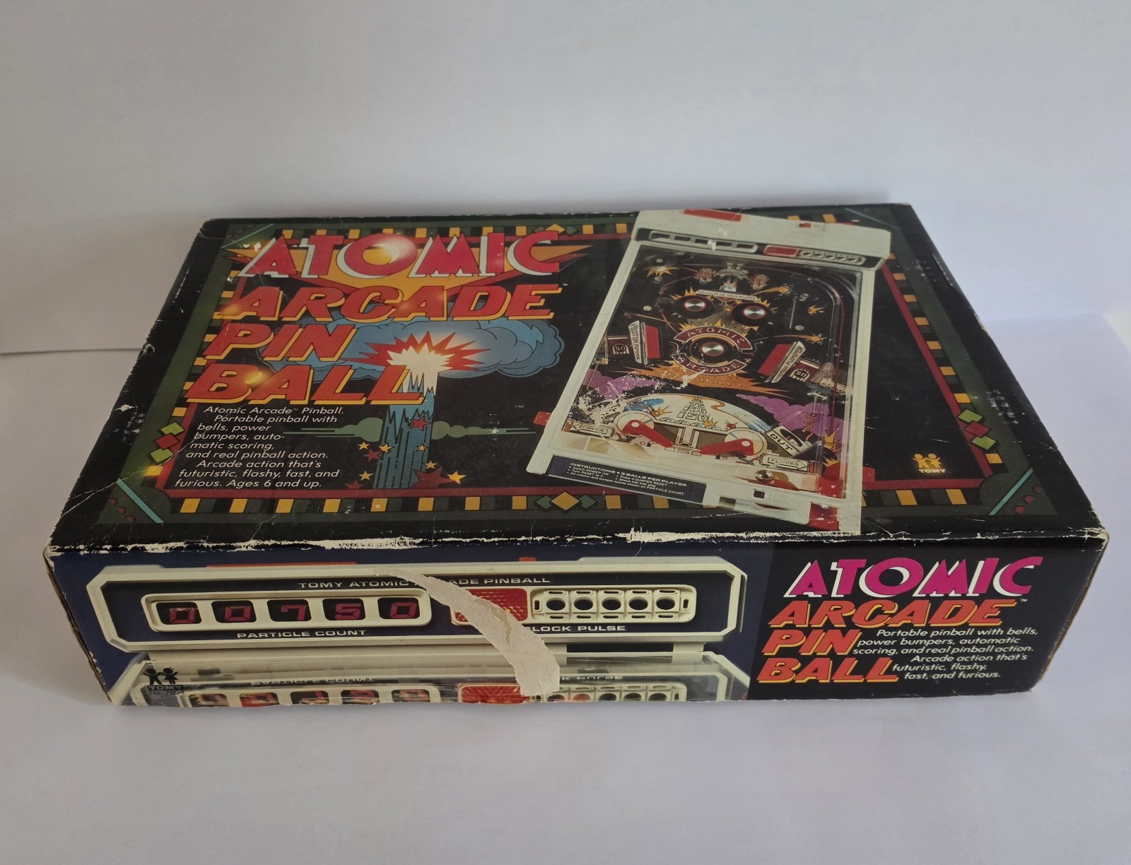 1979 Tomy Atomic Arcade Pinball Machine With Legs and Box Working
