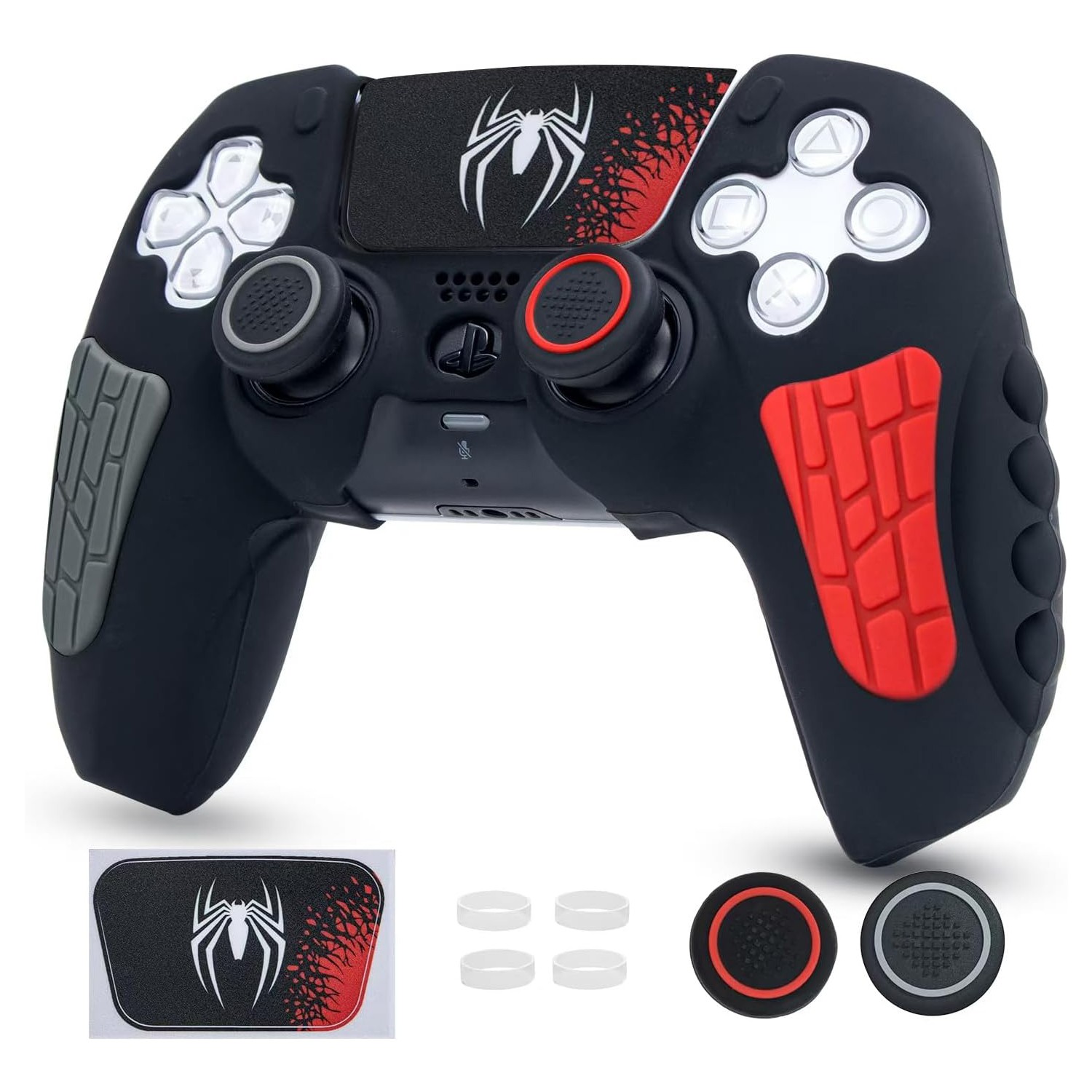 For PS5 Controller Case with Thumb Grip Cover, Joystick Protector and Sticker