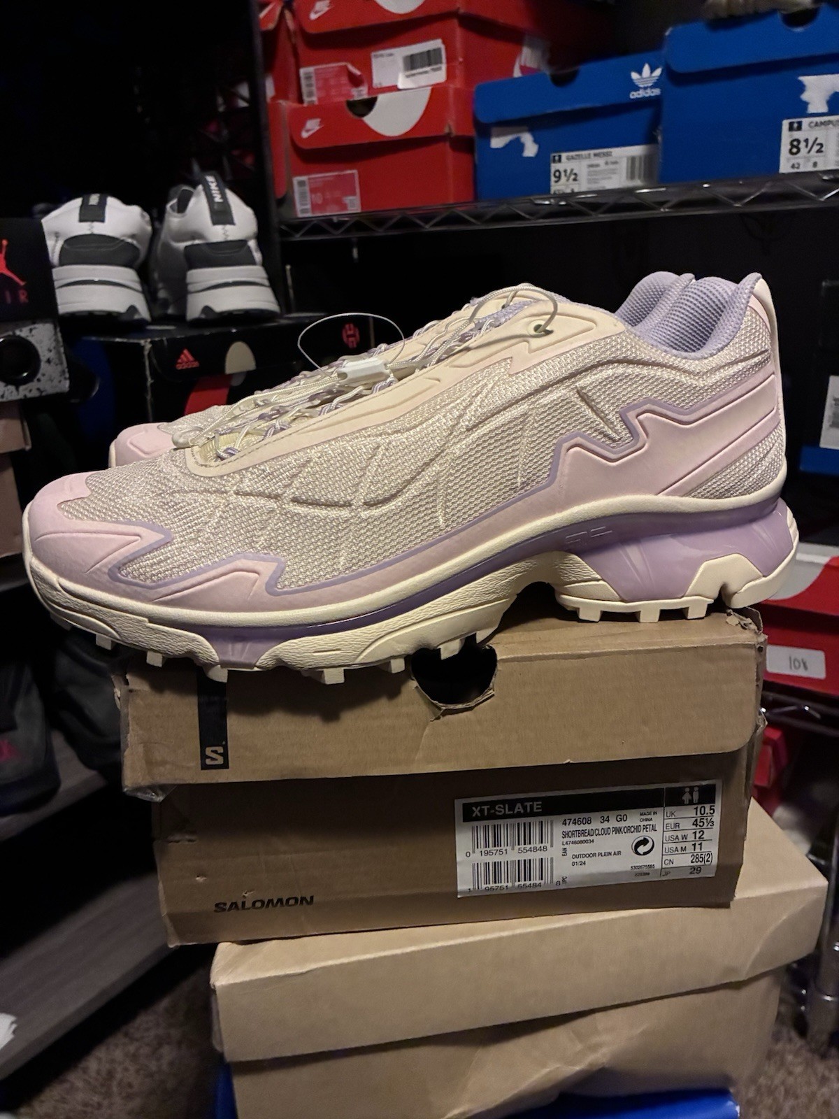 Salomon XT-Slate  Beige Purple Running Shoes Quicklace Ortholite Size 12w 11m