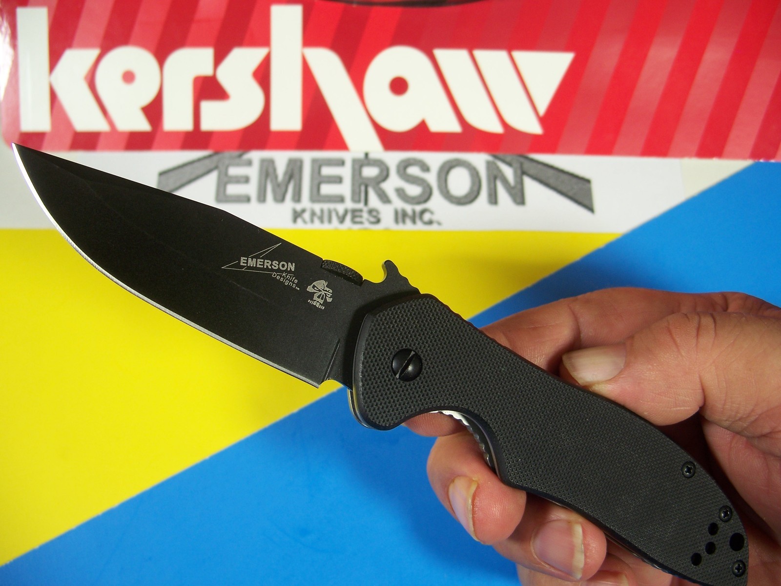 KERSHAW EMERSON - CQC-6K Black G-10 instant-opening wave Knife KAI 6034BLK