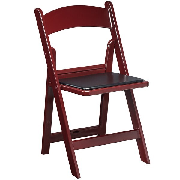 100 PACK Mahogany Resin Folding Chair with Black Vinyl Padded Seat