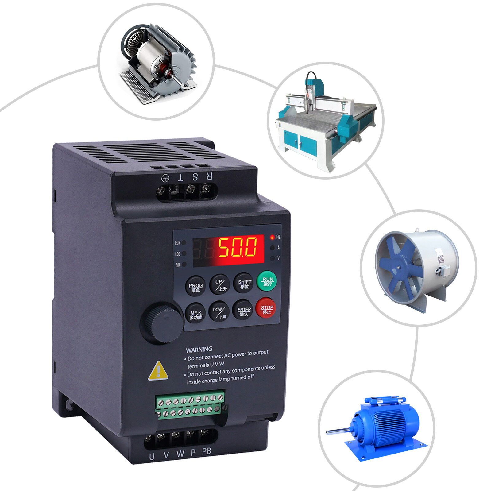 2 HP 3 Phase Motor Variable Frequency Drive VFD Speed Controller 220VAC 1.5KW 7A