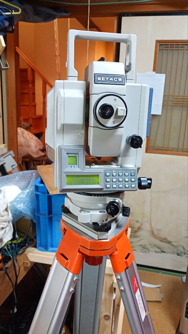 As a surveying equipment total station Sokkia SET4c theodolite.