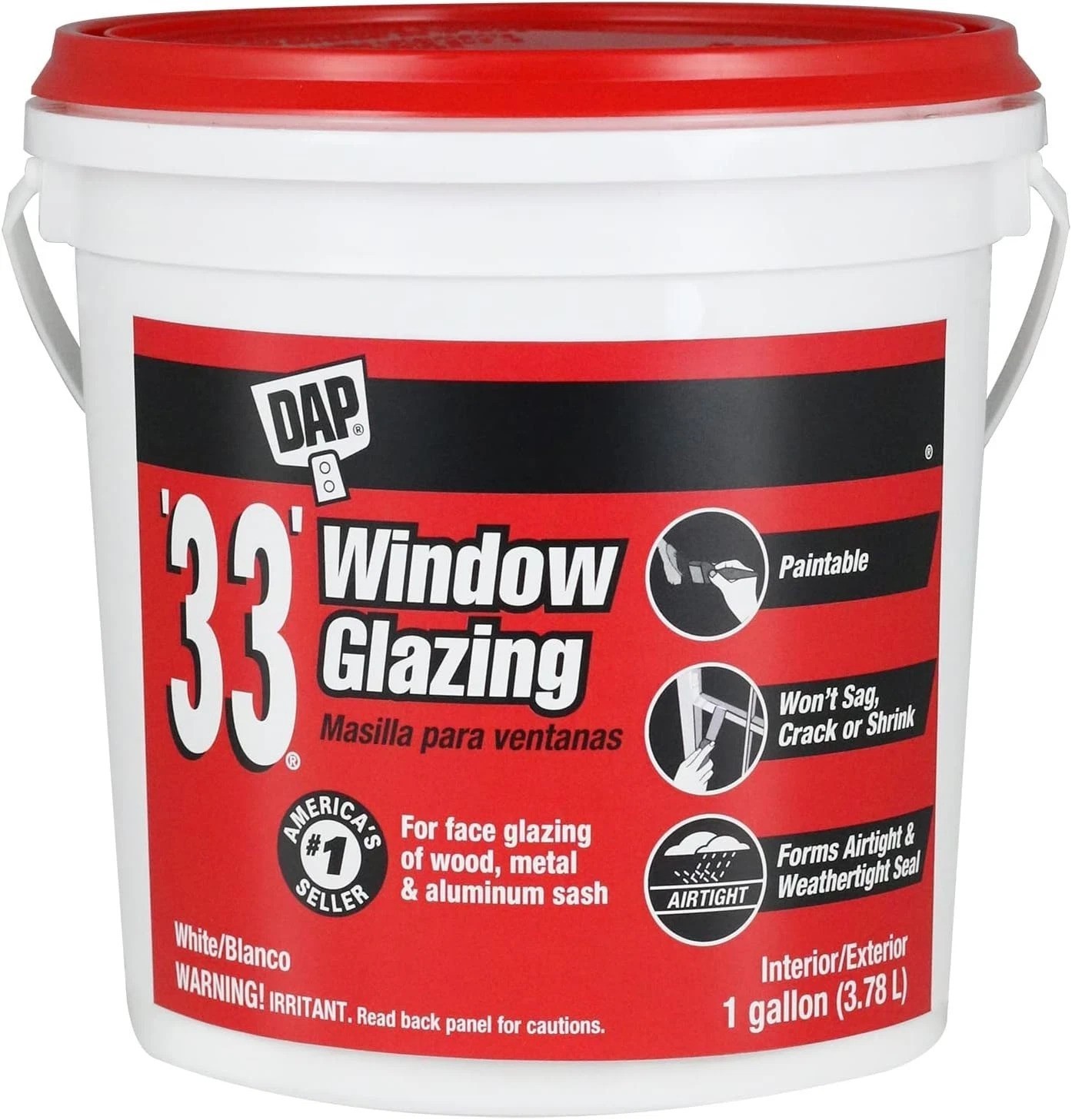 Professional Grade Window Putty, White, 1 Gal
