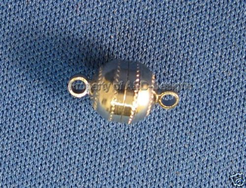 3 Silver Plated Round Knurle Ball Magnetic Clasp 5698