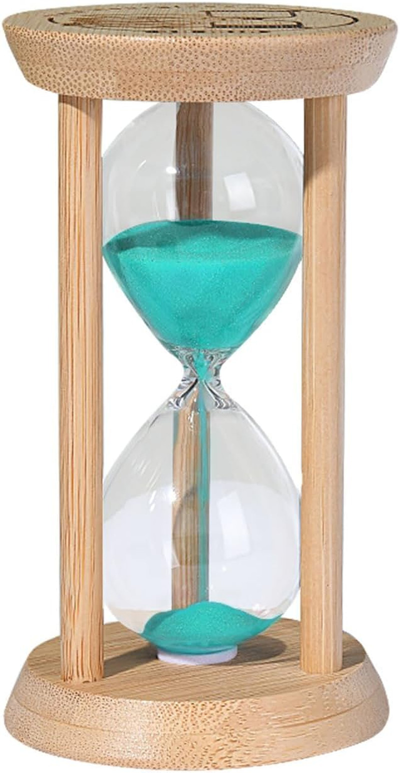 Wooden Sand Timer 3 Minute Hourglass, Beech Green 3 Min Timer, Small Sand Clock
