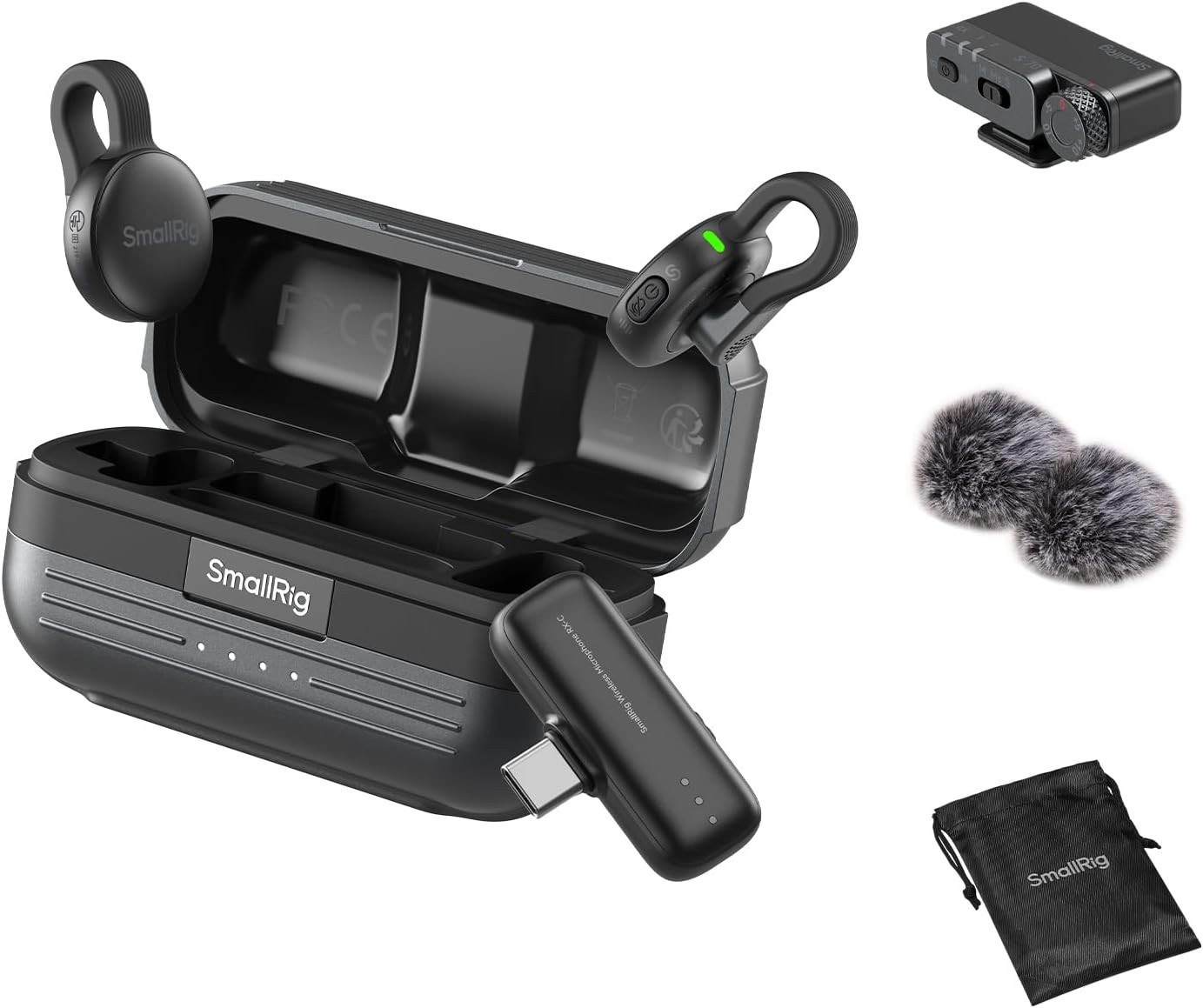 SmallRig S70 Wireless Mic (2 TX + 2 RX + Charging Case)  for Vlog/TikTok Black