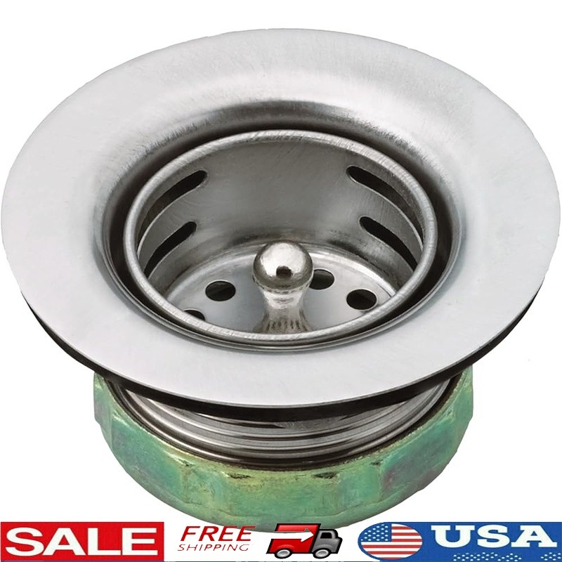 Stainless Steel Sink Drain Strainer Basket Kit 2 Inch Outlets W/ Locking Nut New