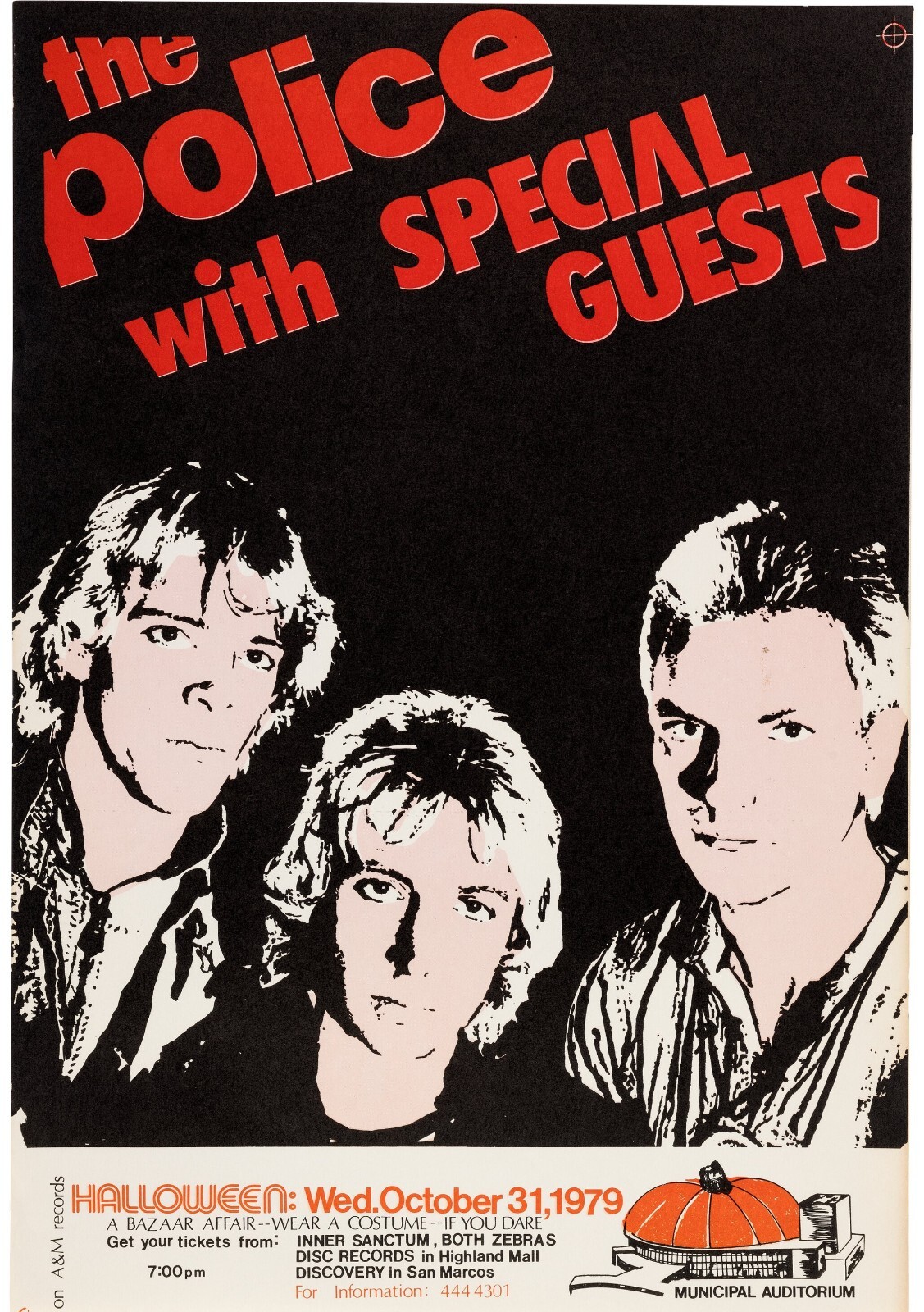 1979 THE POLICE CONCERT POSTER WALL ART RE-PRINT AUSTIN TEXAS SIZE 11X17INCHES