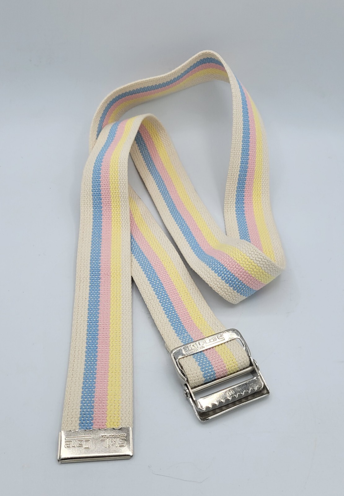 SkiL-Care Gait Belt 60" Length Pastel Stripe 2" Ivory yellow pink blue Stripe