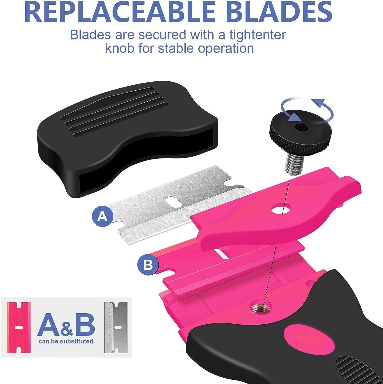 Razor Blade Scraper, Double Edged Razorblade Scraping Tool with 20 Razor Blades