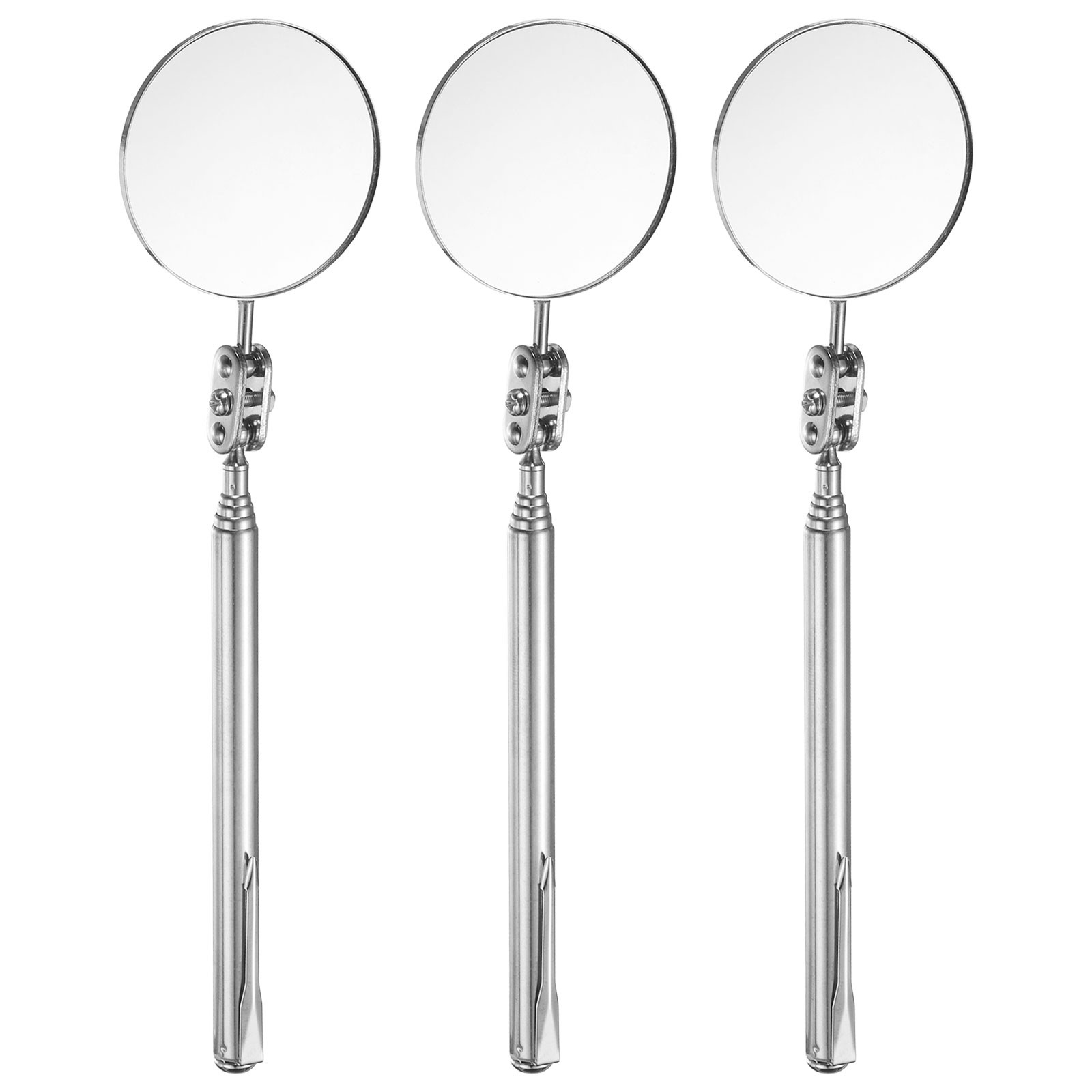 3pcs Telescoping Inspection Mirror 2" Round Extendable Mirrors, Silver