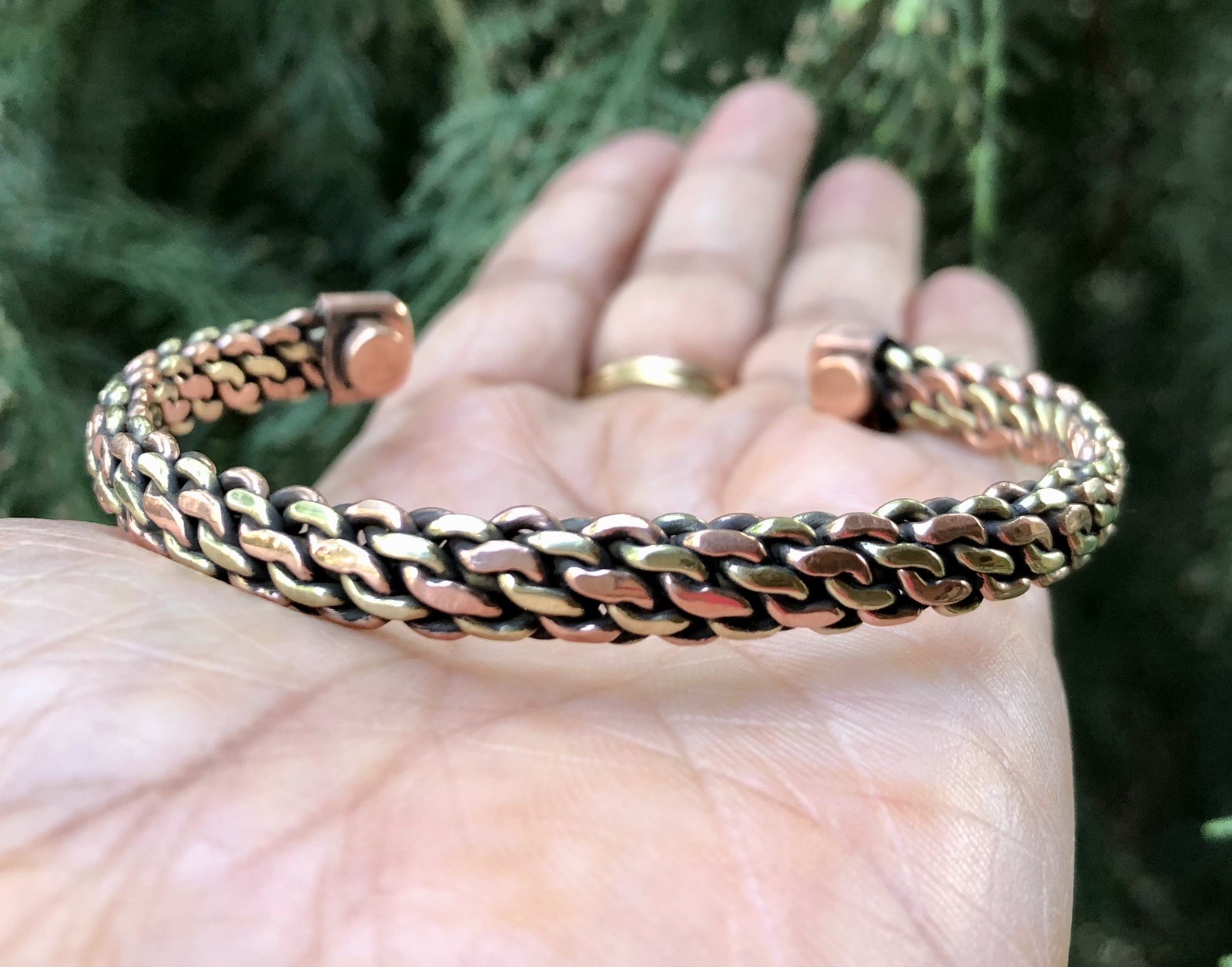 1 Pc Pure Copper Silver Magnetic Healing Bangle Cuff Bracelet Spiritual
