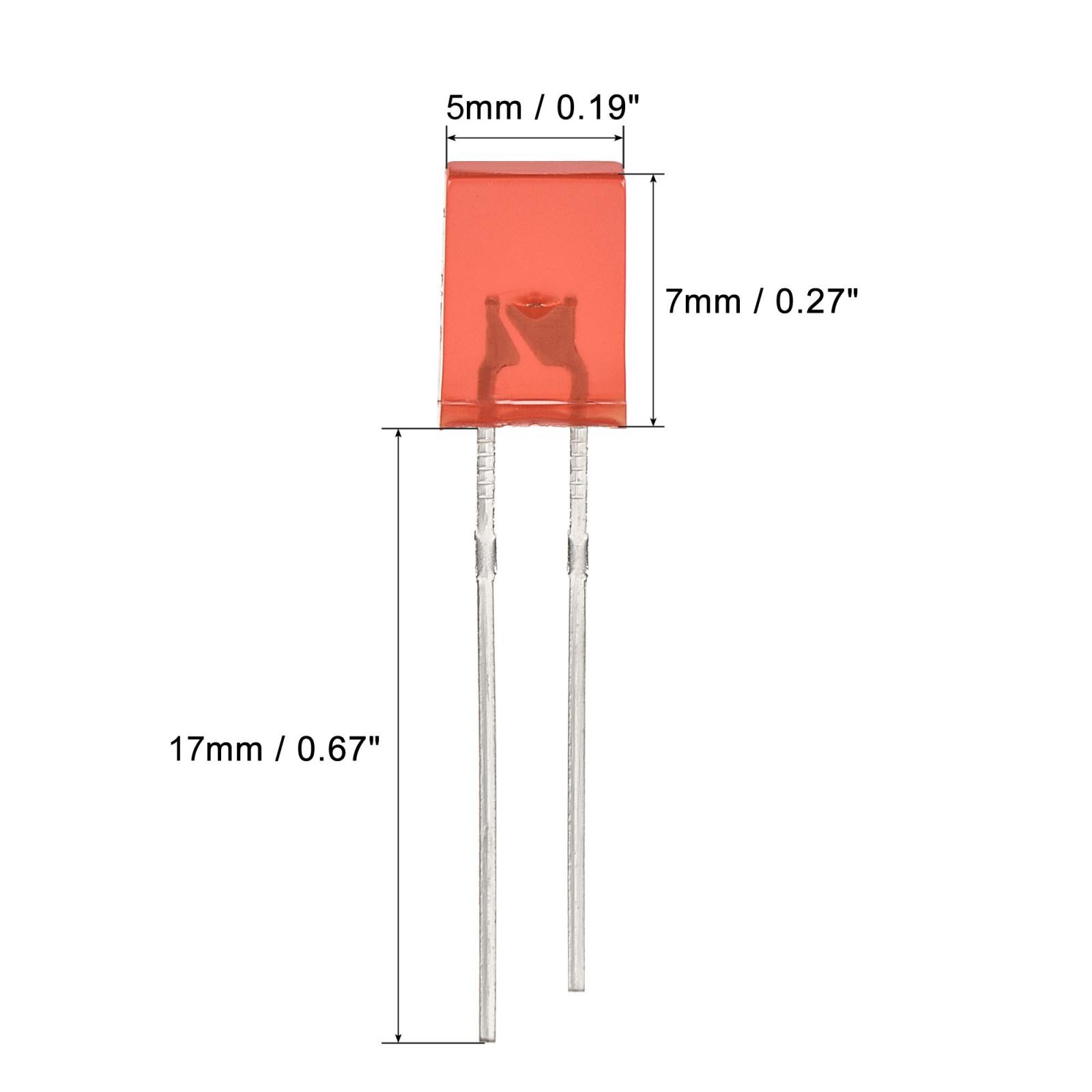 150Pcs 2x5x7mm Light Diode Rectangular Bright LED Lamp Bulb Red