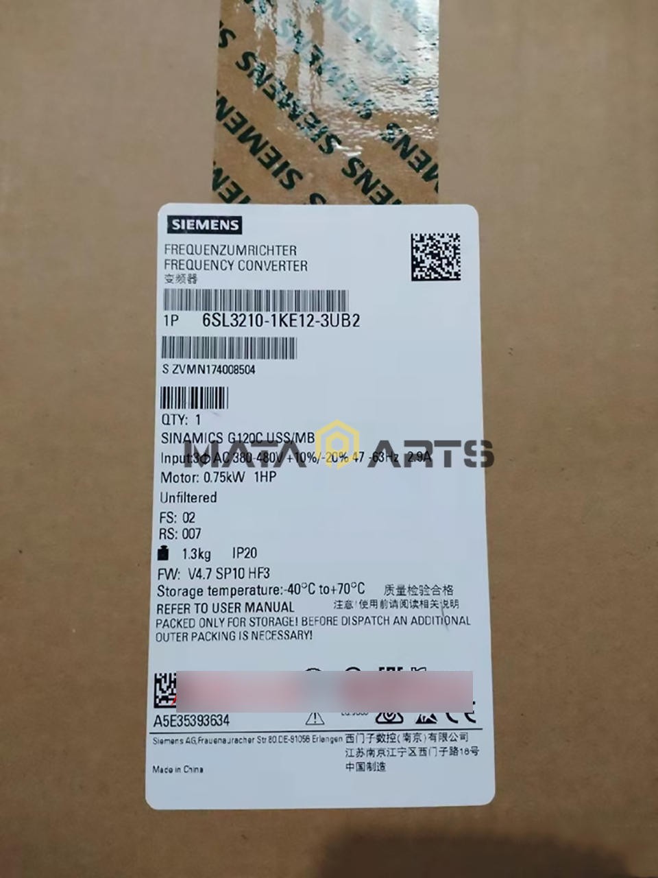 1PCS NEW SIEMENS Inverter 6SL3210-1KE12-3UB2 6SL3 210-1KE12-3UB2