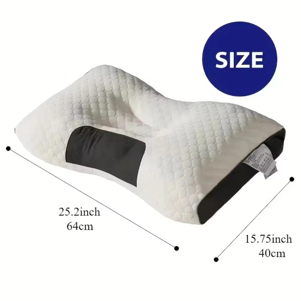 ERGONOMIC NECK PILLOW HELP MASSAGE, SOFT, ADJUSTABLE SLEEPING 100% 1 PCS