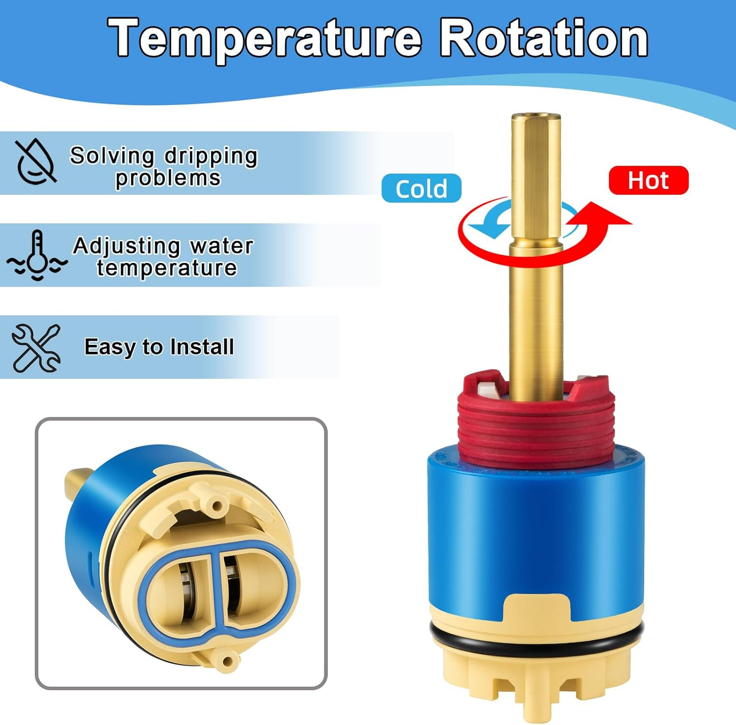 JH02BJ (HL-40) 4.25" Pressure Balance Ceramic Cartridge, Shower Cartridge Replac
