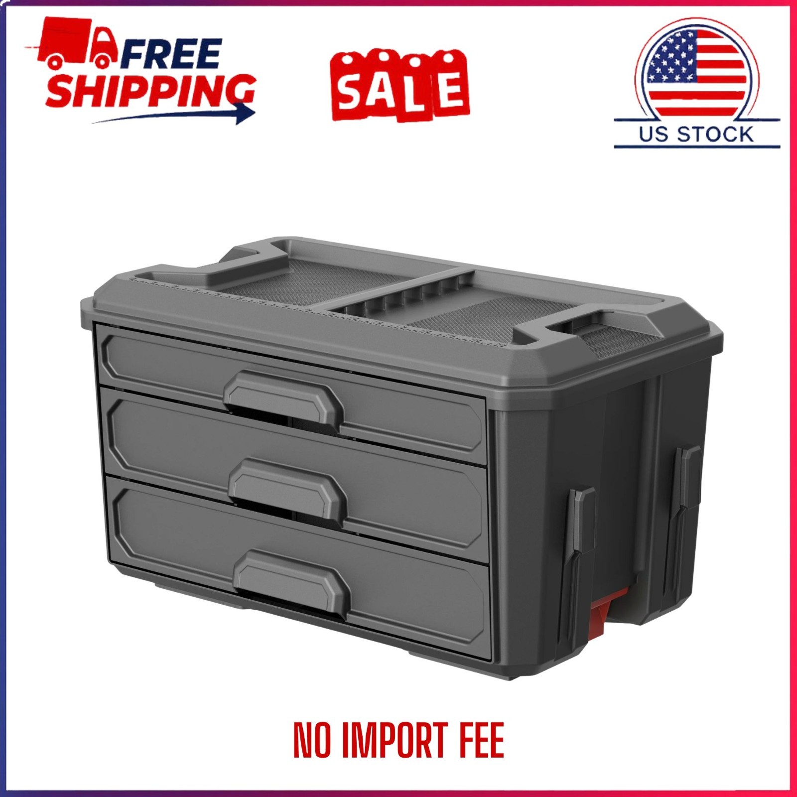 HOT 2026 Hyper Tough Hyper Stack 3 Drawer Tool Storage Box