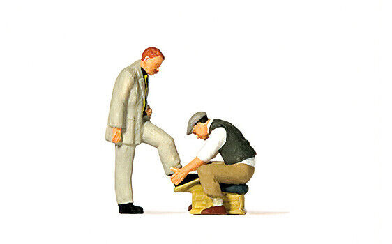 HO Preiser # 28184 Shoe Shine Shoeshine Boy with Customer  : 1/87 scale Figures