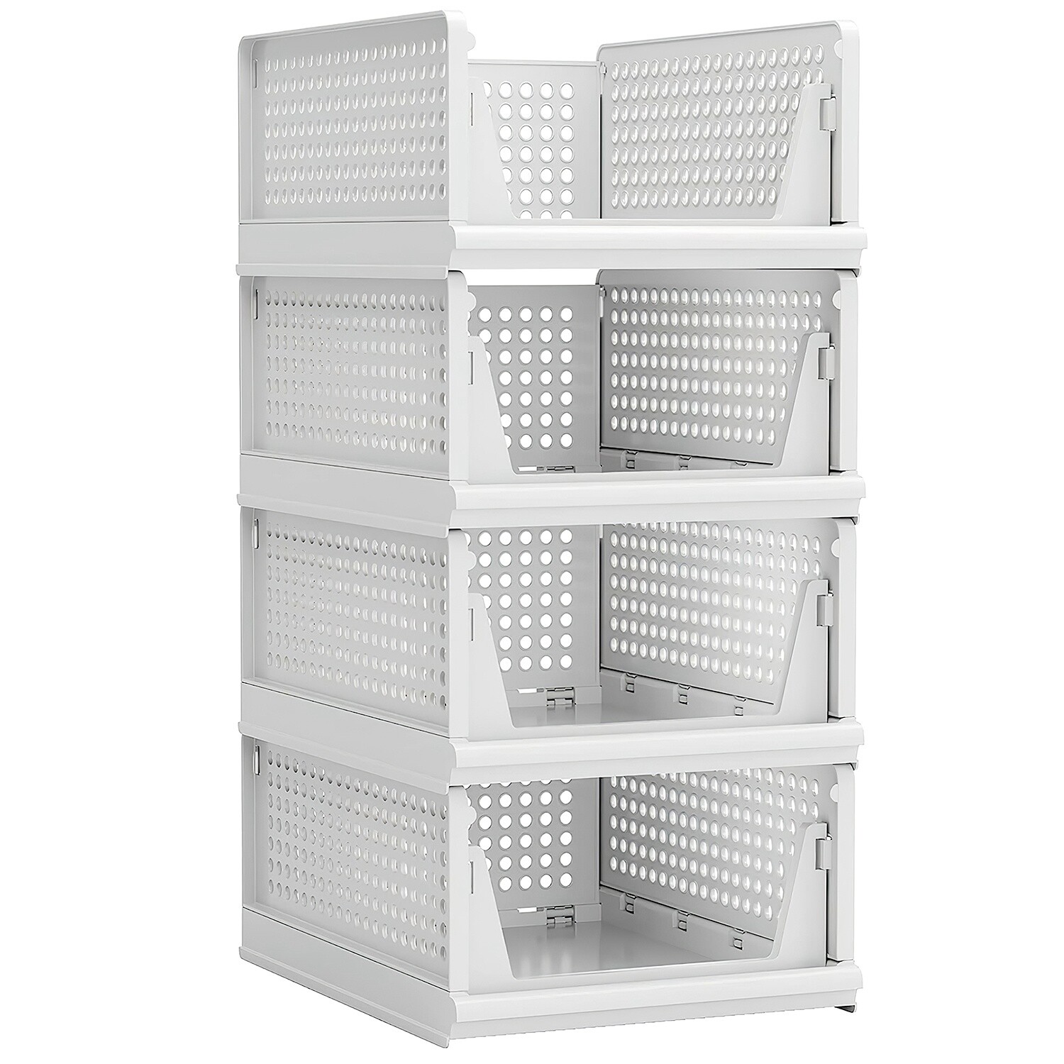 4PCS Closet Organizer Stackable Push-Pull Clothes Foldable Plastic Organizer
