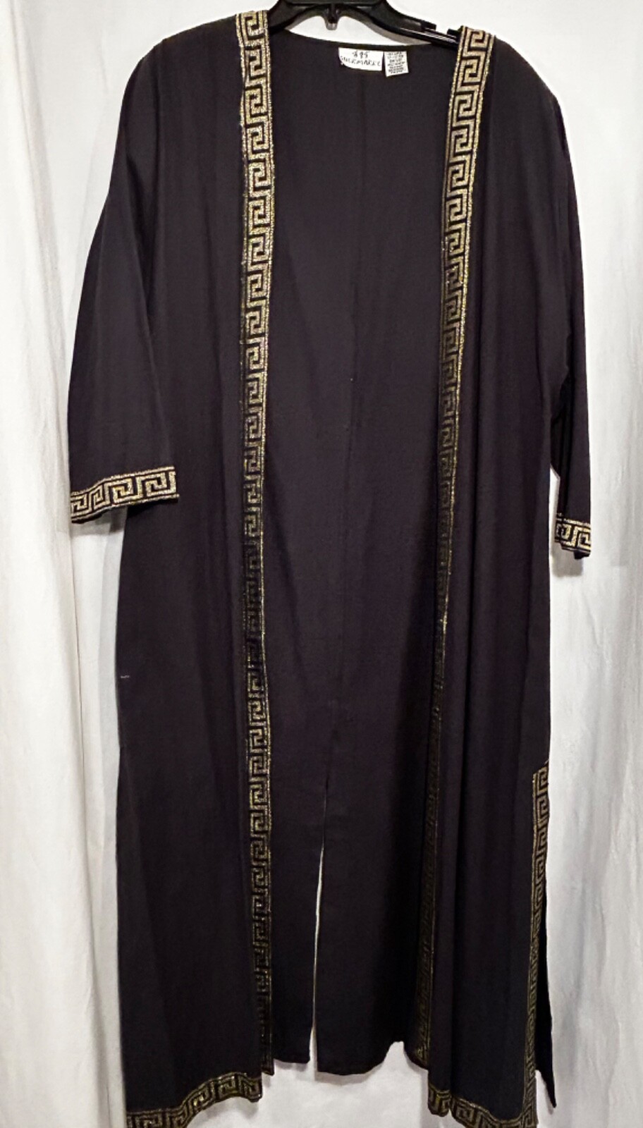 WOMENS ONE SIZE BLACK GOLD 2 PIECE SHERMARKE KAFTAN PULLOVER DRESS