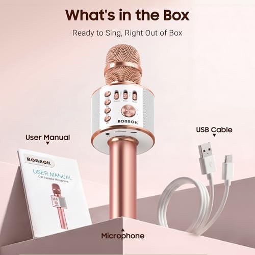 Wireless Karaoke Microphone Bluetooth Handheld Speaker Machine for Smartphones