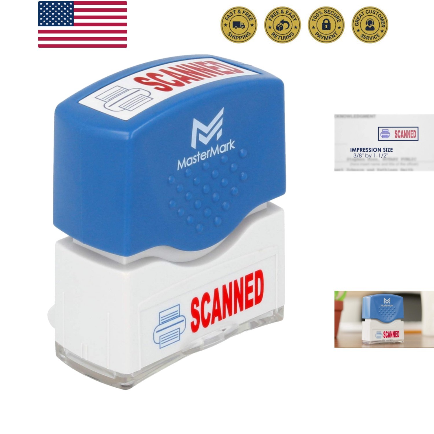 2-Color Pre-Inked Office Stamp Scanned