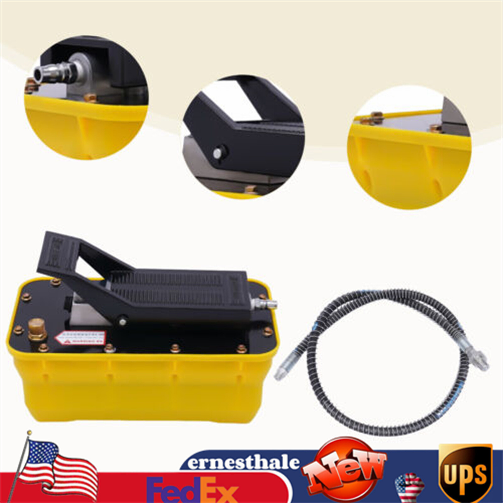 New 10,000 PSI Hydraulic Air Foot Pedal Pump For Auto Body Frame Machines Press