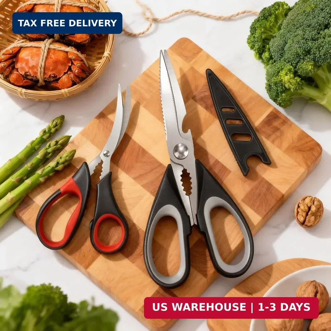 All Purpose Kitchen Shears with Protective Sheath, Heavy Duty 3 Pack Kitchen Sci