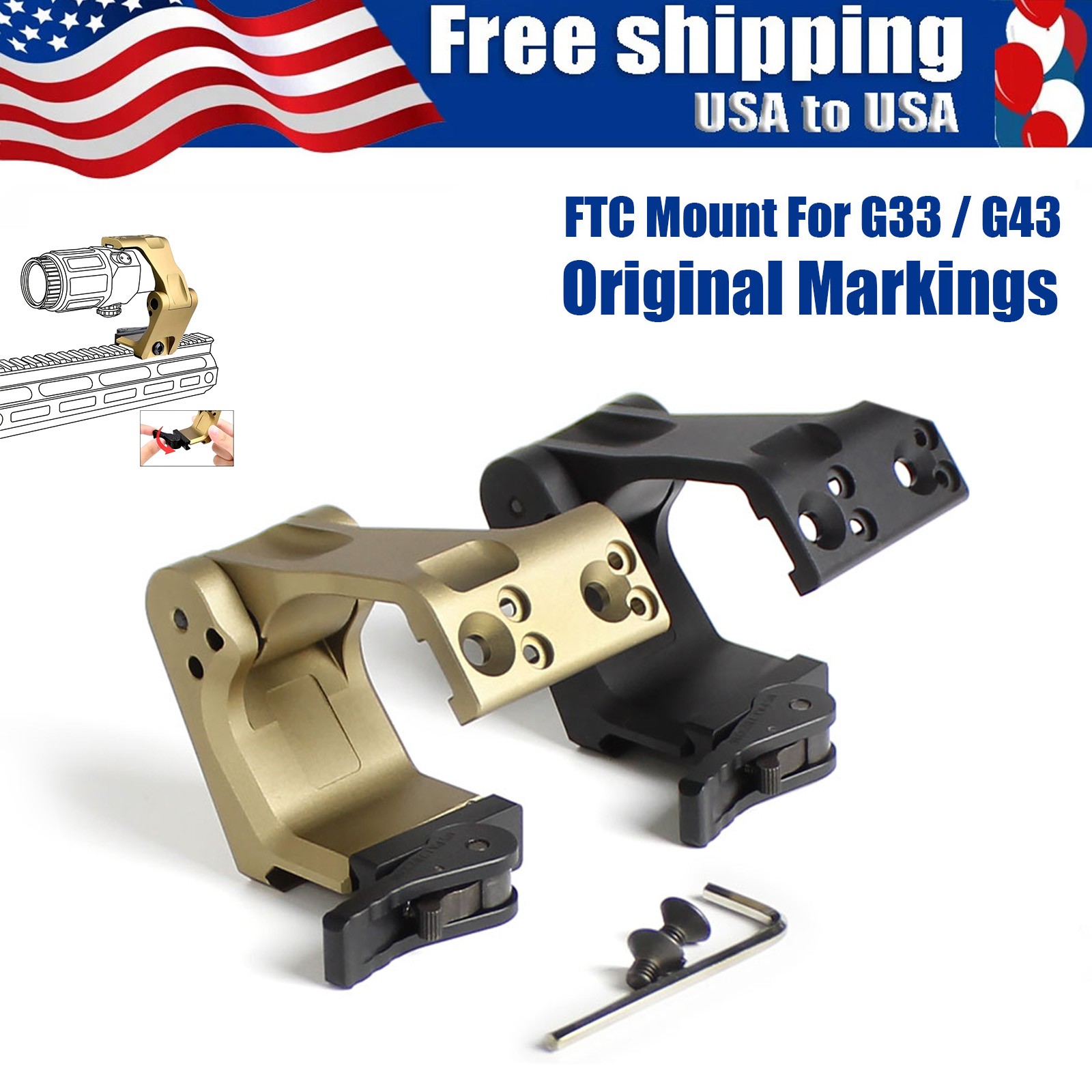 G33 G43 Tactical OMNI FTC Magnifier Mount with QD Mount,2.26" Flip-to-Center US
