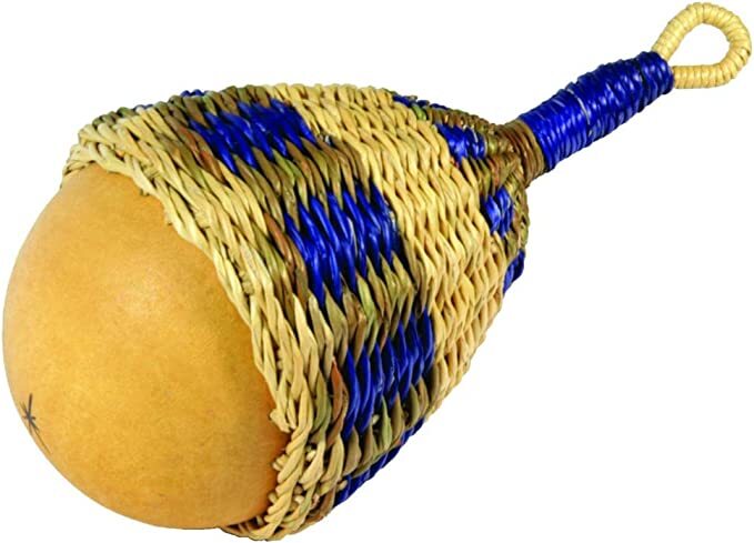 Shaker Kalabash 3" 4" from Ghana has got braided baskets and traditional fillin
