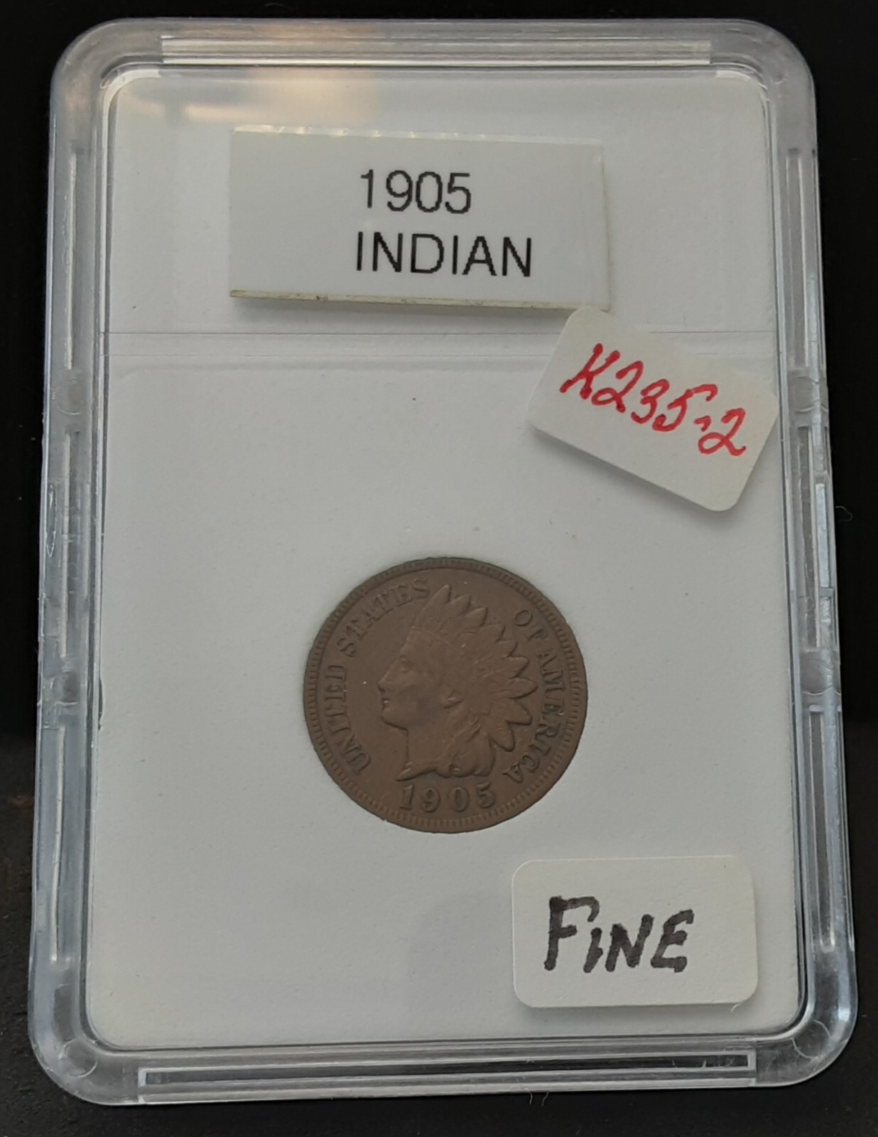 1905 INDIAN HEAD CENT - FINE - IN PLASTIC CASE - K235-2