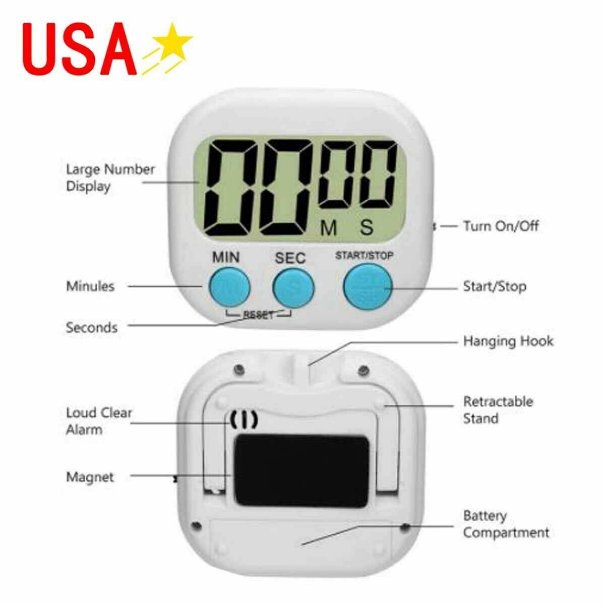 Timer Kitchen Study Work Exercise Excellent timing Reminder small square timer