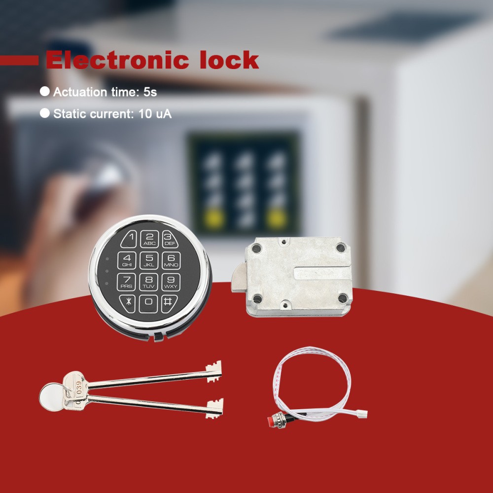 Gun Safe Lock Replacement Chrome Keypad Safe Electronic Lock Solenoid 2 Key