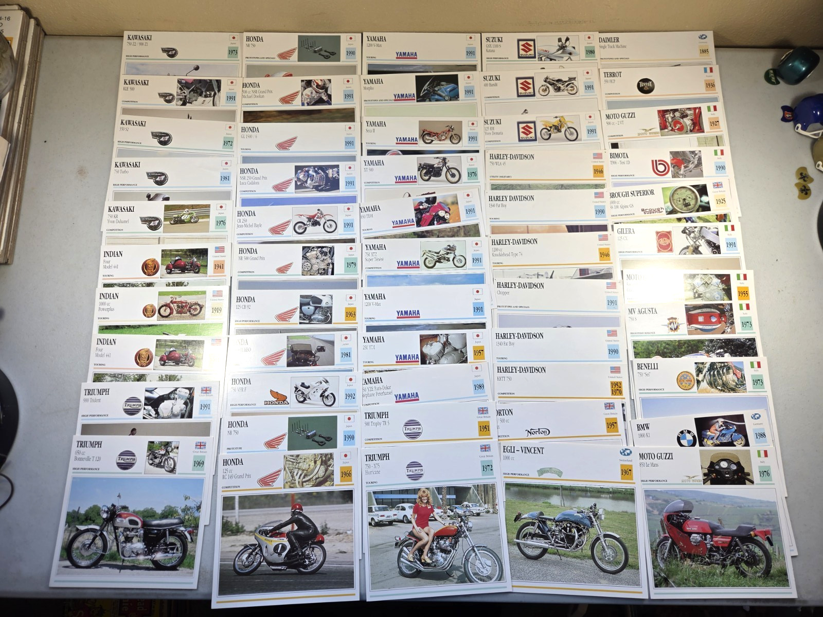 Vintage Motorcycle Information Spec Photos - Lot of 65 - Harley, Kawasaki, +