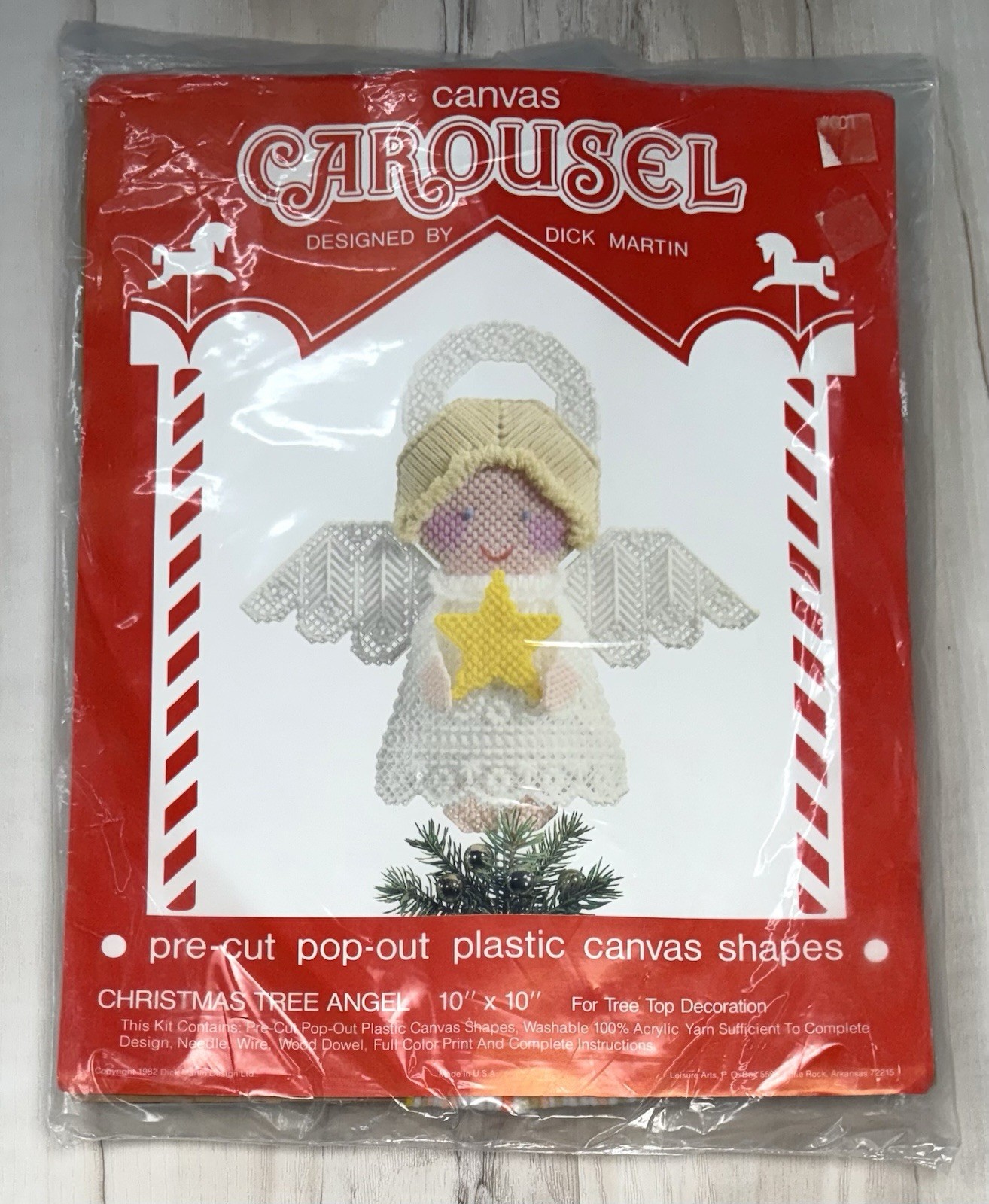 VTG 1982 Canvas CAROUSEL CHRISTMAS TREE ANGEL Topper Needlepoint Kit 601 NIP NEW