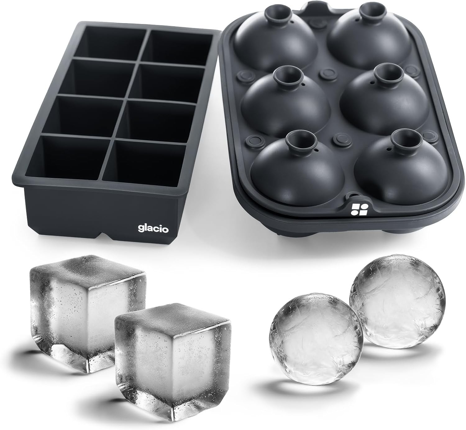 Ice Cube s – Lar Silicone Ice & Sphere  bo with Built-In