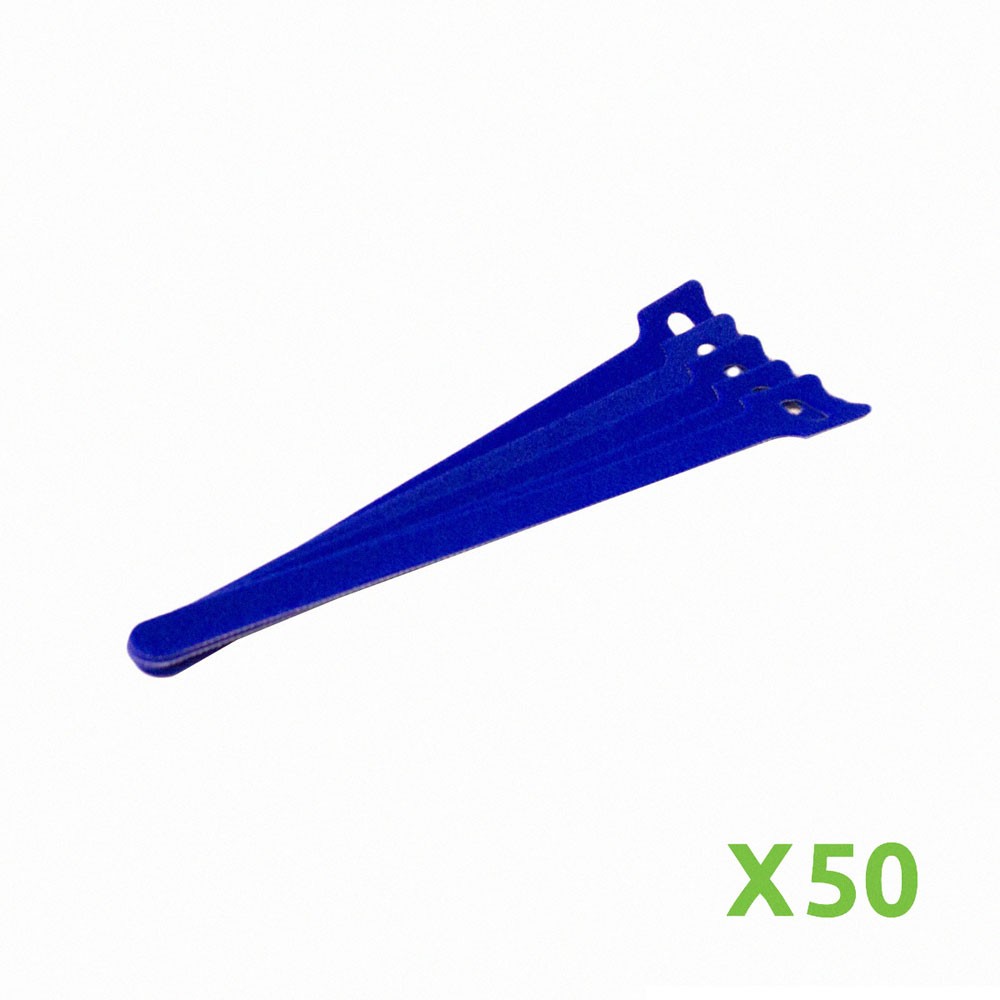 8 Inch Hook and Loop Reusable Strap Cable Cord Wire Ties 50 Pack Blue