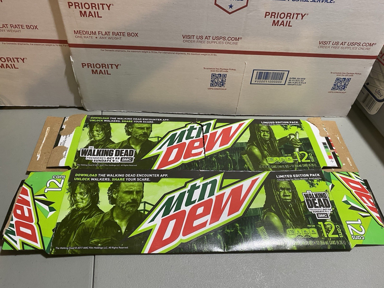 2017 EMPTY Limited Edition Mountain Dew Walking Dead 12 Pack Box Flattened