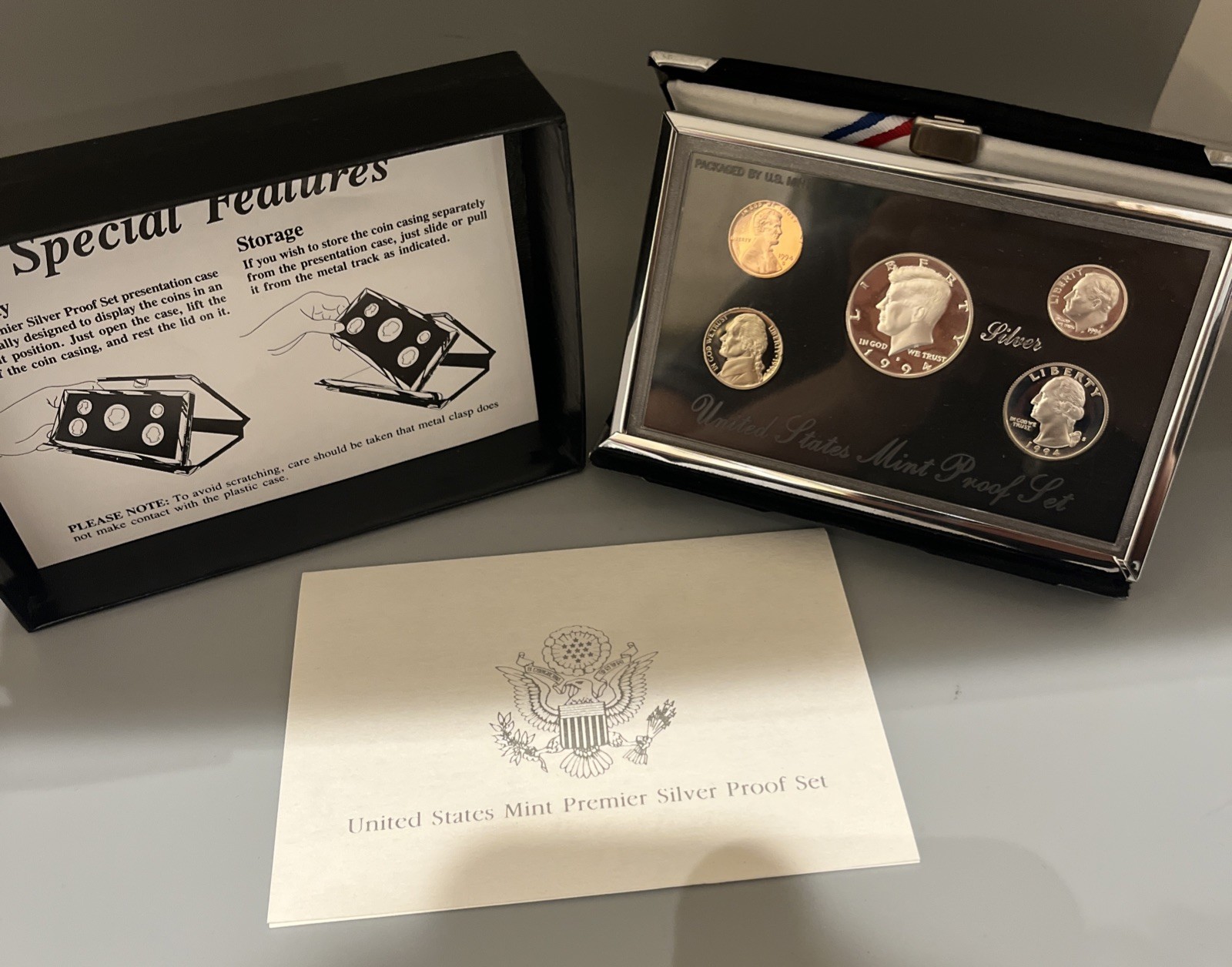 1994-S US Mint Premier Silver Proof Set 90% Silver OGP COA 5 Coins