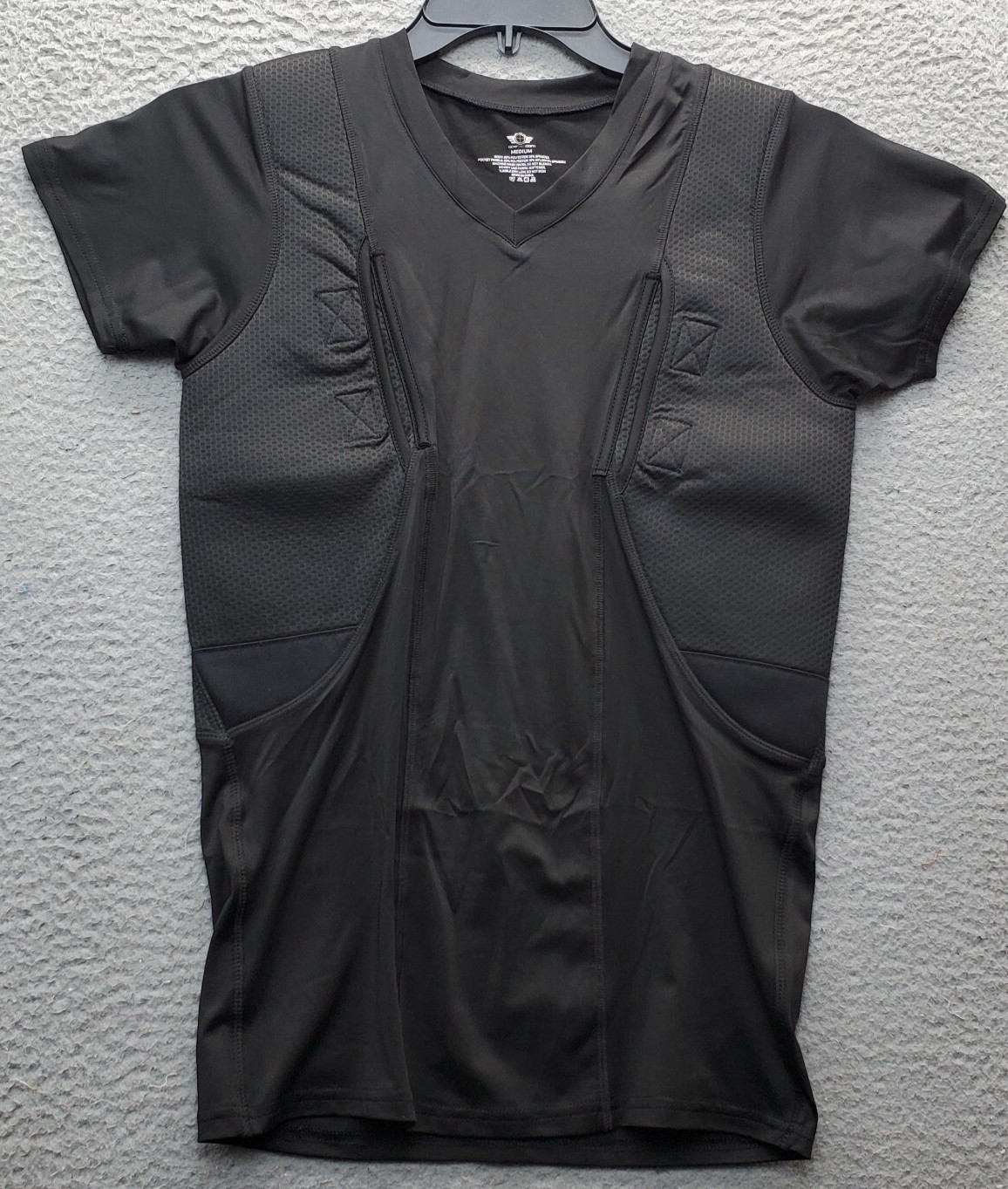 CCW Tactical Concealed Carry Holster Shirt Men M Black Padded Hook & Loop Pocket