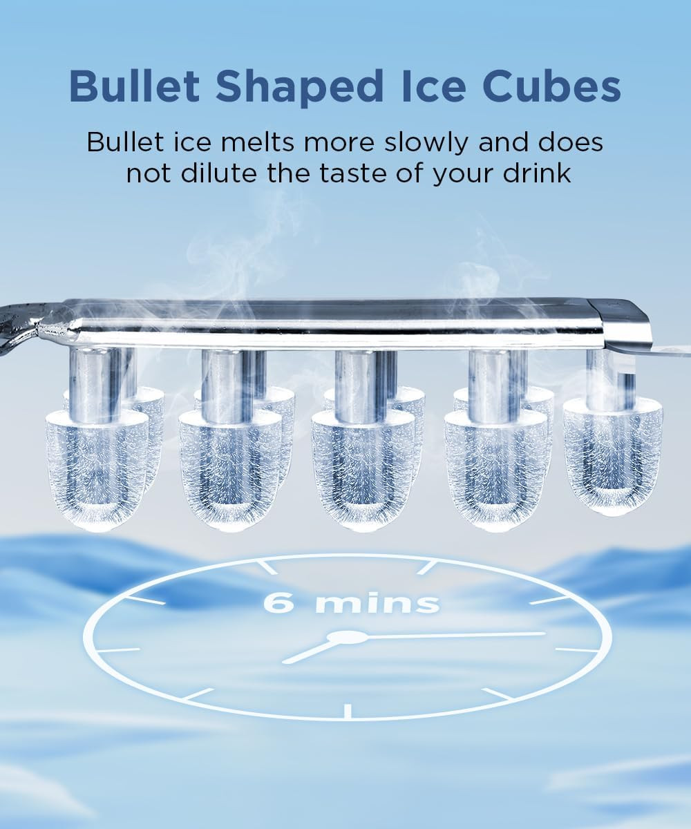 Ice Maker Countertop, Portable Ice Machine with Self-Cleaning, 26.5Lbs/24Hrs, 9