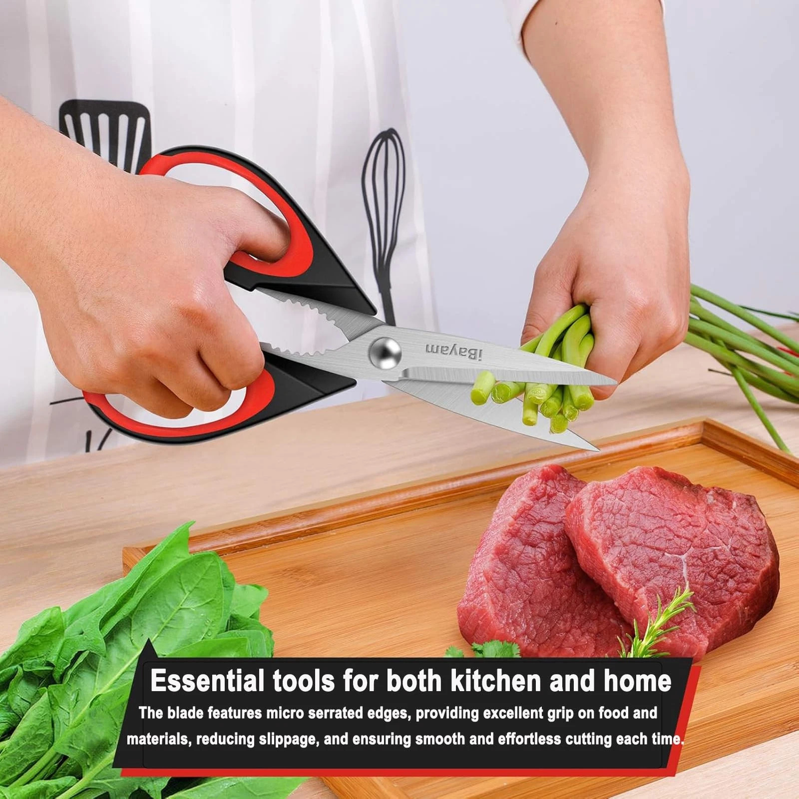 2 Pc Kitchen Scissors Heavy Duty Stainless Steel Multi Purpose Shears With Cover